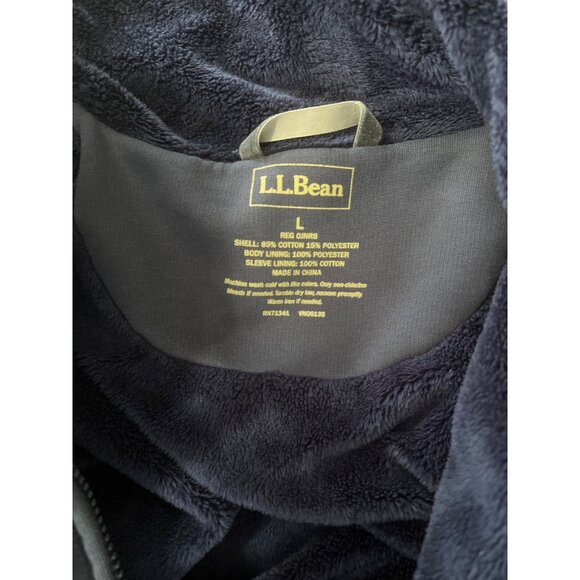 L.L.Bean Womens Navy Fleece-Lined Full-Zip Jacket L Cotton Polyester Blend - Picture 4 of 9